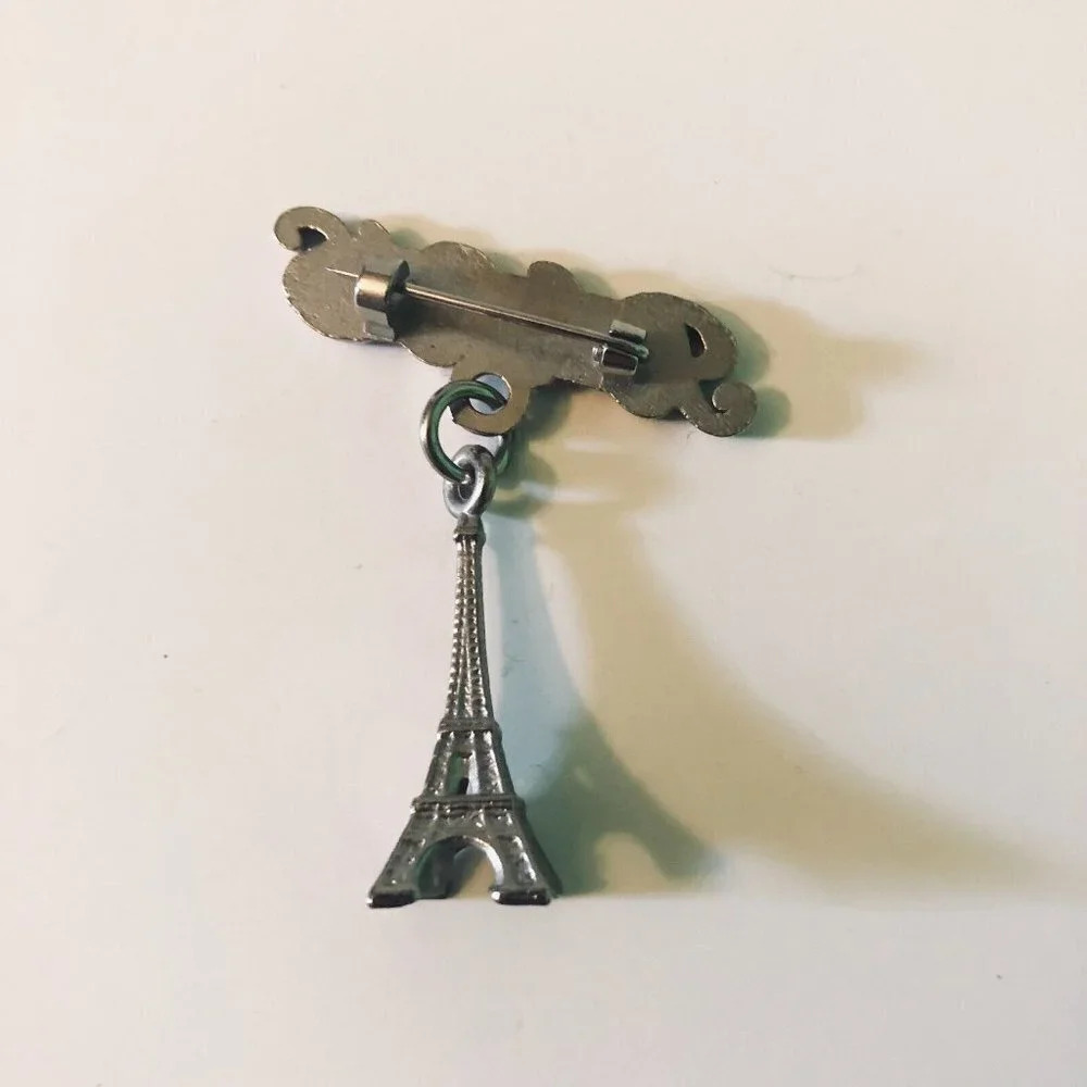 Vintage Paris Eiffel Tower Pin Souvenir Brooch - Picture 4 of 8